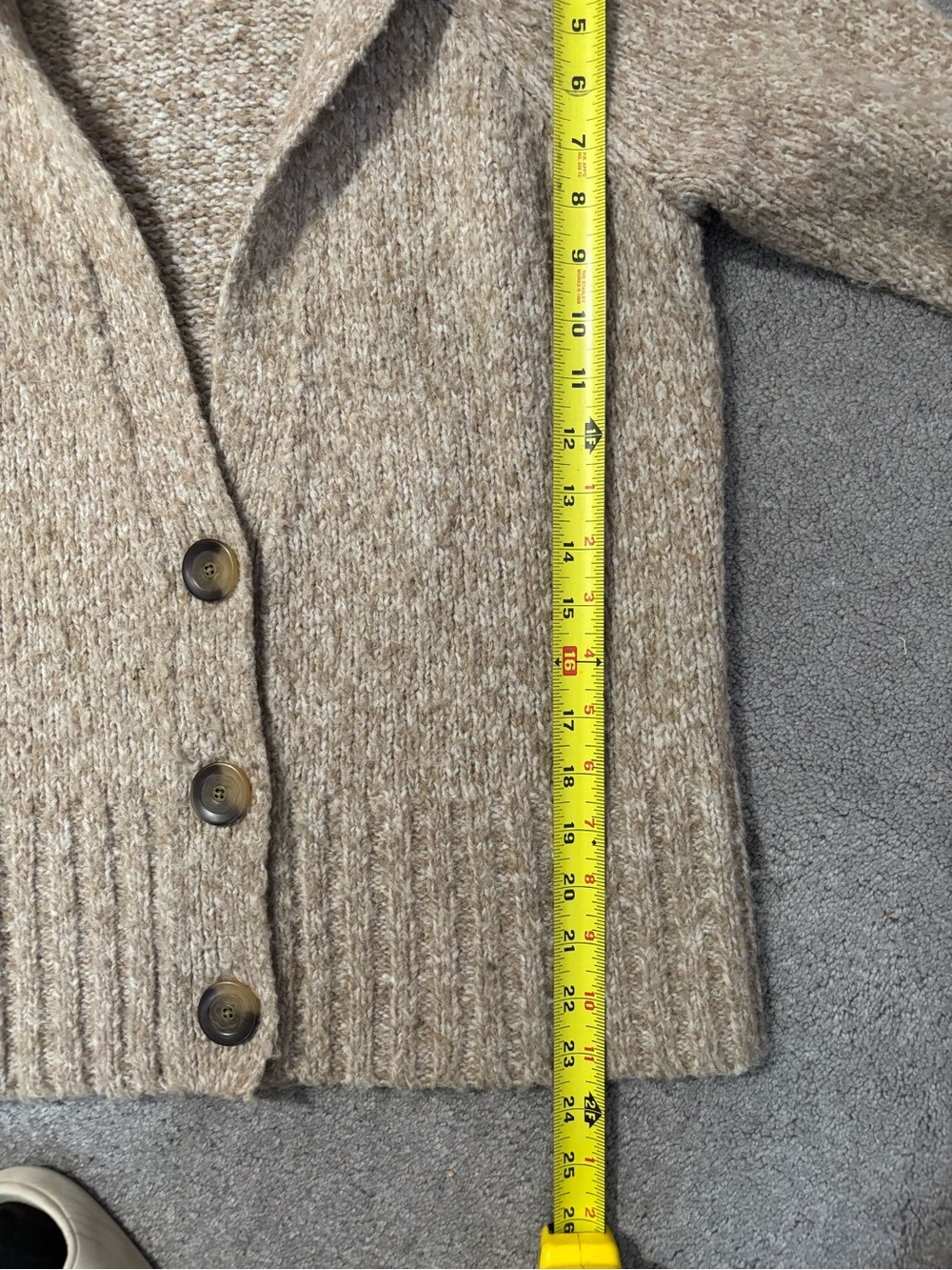 Jones New York Sport Wool Blend Chunky Knit Collar Button Cardigan Medium - Picture 5 of 6